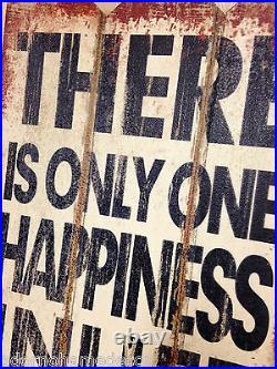 Large Distressed Wood Sign Wall Decor Antique Vintage Shabby Plaque Happiness