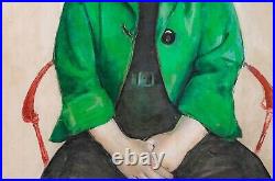 Large Early 20th Century French Portrait Of A Lady In A Green Jacket
