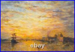 Large Early 20th Century Thames River London St Paul's Landscape RENDELL