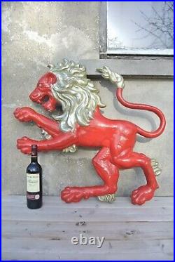 Large English Vintage Red Lion Pub / Bar Sign Circa 1950