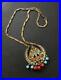 Large FLORENZA Aztec Mayan Incan Enameled Necklace Beads Signed Vintage Jewelry