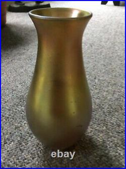Large Fantastic Antique L. C. T Tiffany Gold Iridescent Art Glass Vase Signed