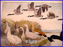 Large Fantastic Watercolor by Fuji Nakamizo of Ducks