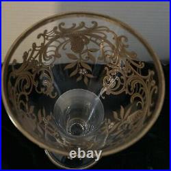 Large Fritz Heckert Gold Swirls & Floral Goblet Antique Bohemian 9'' Signed & #