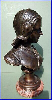 Large Impressive Antique Signed Cast Bronze Bust Dutch Lady Marble Base 43 cm hi