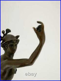 Large Mercury / Hermes Bronze & Marble Sculpture Signed G BOLOGNA 58cm