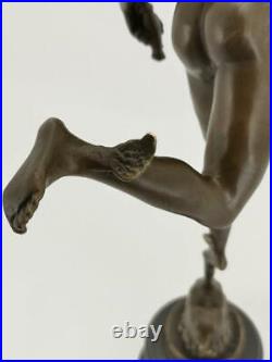 Large Mercury / Hermes Bronze & Marble Sculpture Signed G BOLOGNA 58cm