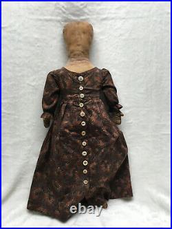 Large Norma Schneeman Primitive Folk Art Cloth Doll OOAK Signed & Dated