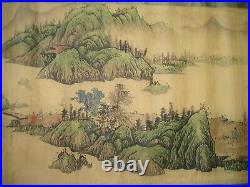 Large Old Chinese Long Scroll Hand Painting Landscape Signed Shen Zhou 300
