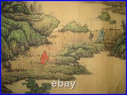 Large Old Chinese Long Scroll Hand Painting Landscape Signed Shen Zhou 300