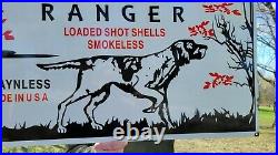Large Old Vintage Winchester Ranger Ammo Hunting Hunt Porcelain Heavy Metal Sign