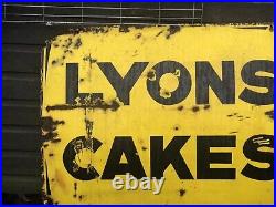 Large Original Antique vintage Lyon's Cakes enamel metal sign 1920s 100cm X 70cm