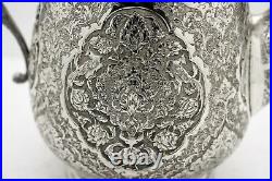 Large PERSIAN ISLAMIC solid silver TEA & COFFEE SET. Birds of Paradise 2,571 gm
