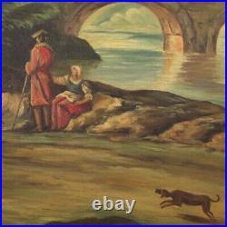 Large Paesaggio Antique Style Painting Signed Painting Oil on Canvas Frame 900