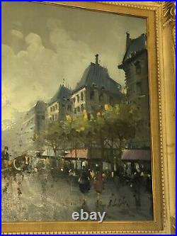 Large Paris Street Scene-framed Oil Painting On Canvas Signed A. Devity