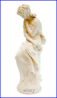 Large Plaster Statue of a Partially Nude Beauty Signed Moreau, Vintage