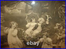 Large Scarce Antique SIGNED Arthur J. Elsley Monochrome Print, Children Playing