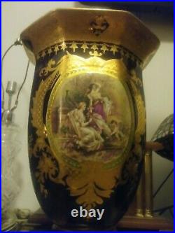 Large Sevres porcelain urn/vase signed 16 inches tall and 9.5 inches wide top