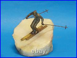 Large Signed 1976 Curtis Jere Bronze And Onyx Figure'downhill Skier