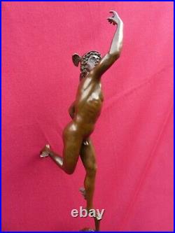 Large Signed Bronze Statue Mercury Hermes Nude Art Figure Jimmy Greek Hot Cast