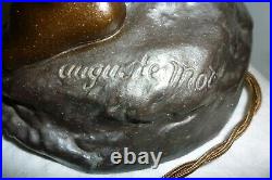 Large Victorian Bronzed Spelter Cherub Lamp Signed A Moreau In Working Order