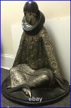 Large Vintage 1984 Austin Productions Deco Style Pierrot Sculpture Signed Fisher