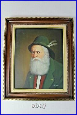 Large Vintage David Pelbam Framed Painting, Bavarian portrait Signed 26 x 22