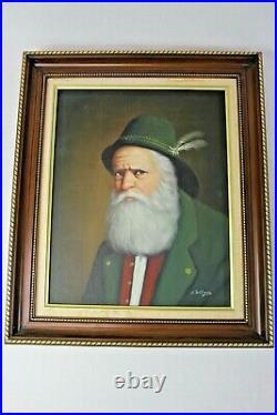 Large Vintage David Pelbam Framed Painting, Bavarian portrait Signed 26 x 22