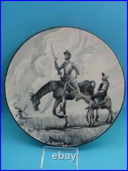 Large Vintage Hand Painted Spanish Wall Charger Don Quixote Signed 13.5