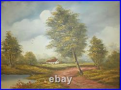 Large Vintage Oil Painting On Canvas'Landscape', Signed By J. Kok