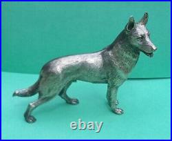Large Vintage Rare 800 Silver Signed M. Gerreti Figurine German Shepherd Dog