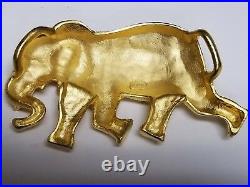 Large Vintage Signed DOREEN RYAN 1994 Matte Gold Tone ELEPHANT Belt Buckle 4