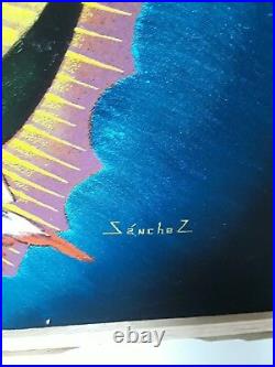 Large Virgen De Guadalupe Velvet Painting, Mexico, 38.5 By 26.5, Signed