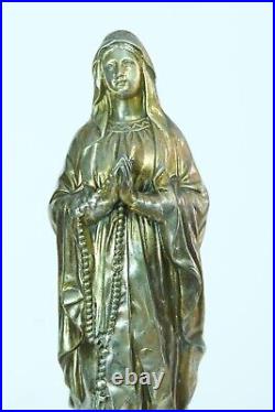 Large antique 19Thc Virgin statue Our Lady of Lourdes signed DSR spelter