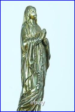 Large antique 19Thc Virgin statue Our Lady of Lourdes signed DSR spelter