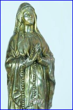 Large antique 19Thc Virgin statue Our Lady of Lourdes signed DSR spelter