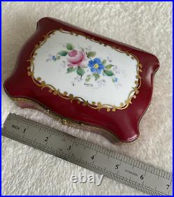 Large antique Limoges Hinged Hand painted Floral Gold Trinket Box Signed Louise