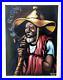Large antique african portrait early 1900's painting signed Taure