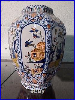 Large antique delftware jar dutch pottery ceramic Delft signed chinese vase