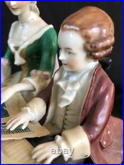 Large antique dresden porcelain group of musicians. Signed and with number