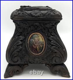 Large antique german black forest jewelry box 19th century signed