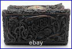 Large antique german black forest jewelry box 19th century signed