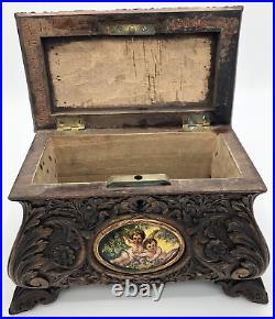 Large antique german black forest jewelry box 19th century signed