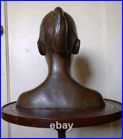 Life Size Antique Bronze Sculpture Bust Young Girl 1968 BRUCE HOHEB Signed