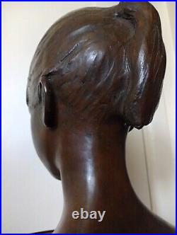 Life Size Antique Bronze Sculpture Bust Young Girl 1968 BRUCE HOHEB Signed