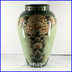Limoges D&C France Vase Large 13x8 Hand Painted Signed Chrysanthemum Antique