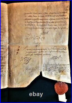Louis XVI Signed Letter On Large Parchment With Superb Red Wax Royal Seal 1780