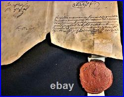 Louis XVI Signed Letter On Large Parchment With Superb Red Wax Royal Seal 1780