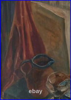 MID 20TH CENTURY VINTAGE 1950s LARGE STILL LIFE Oil Painting- Signed