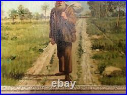 Man Country Lane Landscape PAINTING Oil Canvas Estate vintage art large